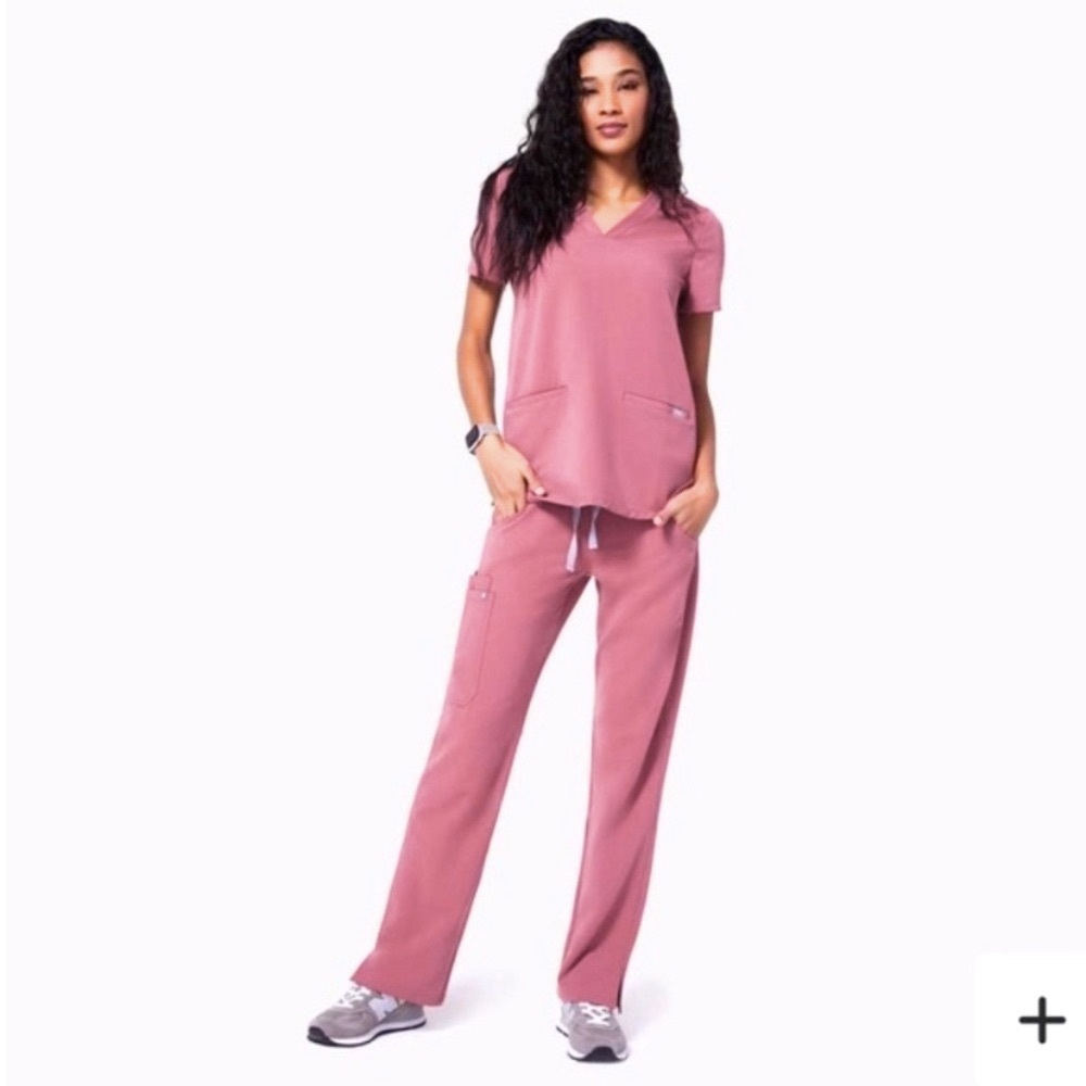FIGS mauve set XS top ST bottoms